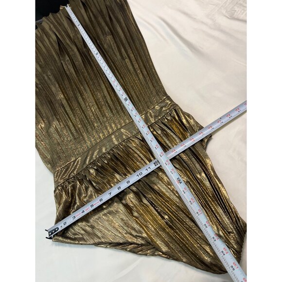 Metallic One-Shoulder Pleated Dress Prom Evening Gown Womens Party Wear Size L - Picture 12 of 15